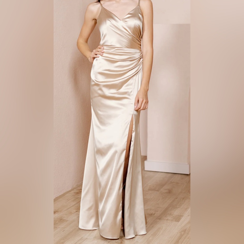 Revelry Satin Soft Champagne Dress Size 4